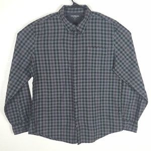 Calvin Klein Shirt Sz XL Button Front Grey Plaid